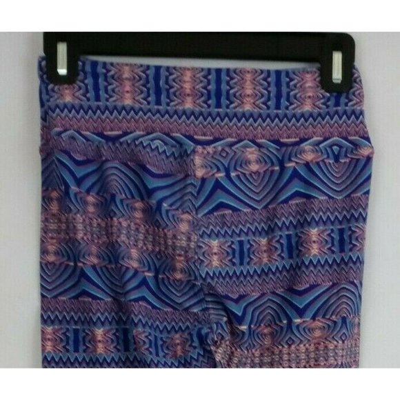 New LuLaRoe One Size Leggings Purple, Pink, & Blue With Geometric Design - Picture 1 of 6
